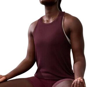 ATHLETA Ease In Ribbed Tank Burgundy Size‎ Large NWT
